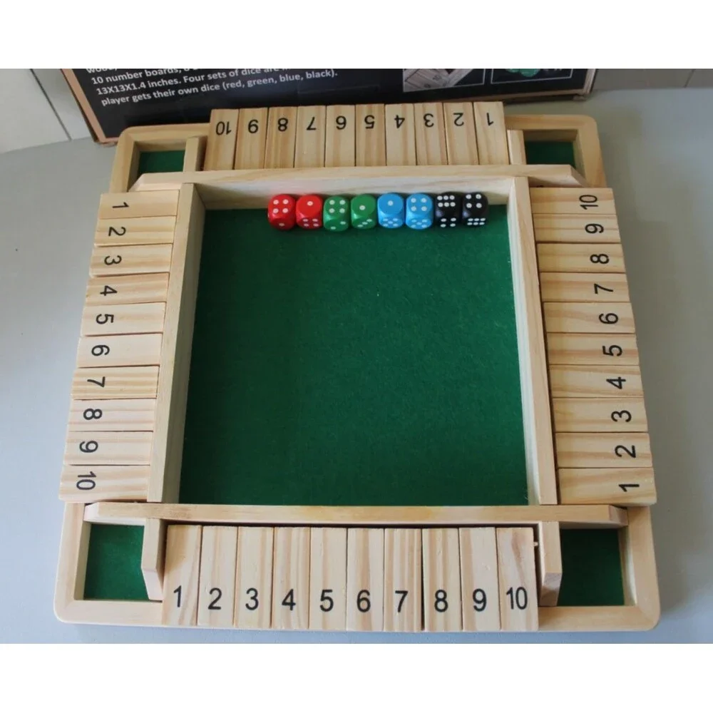 4 Player Shut The Box Dice Game, for Kids Learning Numbers Educational Ages 4+